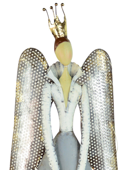 Metall Dekofigur "Engel mit Krone" 80 cm - LED mit Timer | 18376 - Adventsdekoration