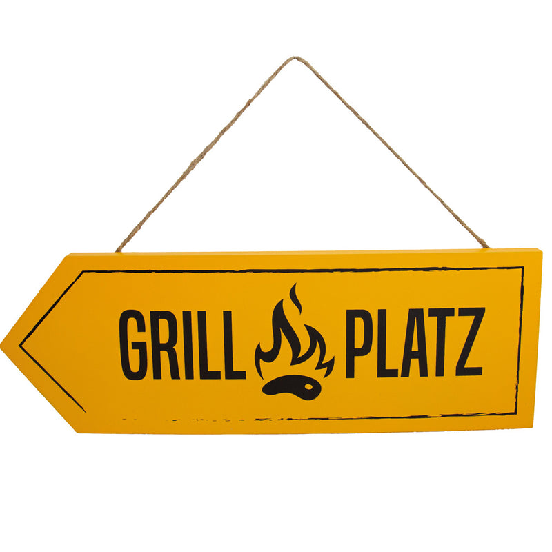 Riffelmacher Holz Dekoschild "Grillplatz" - Gelb | 08528 - Gartendekoration