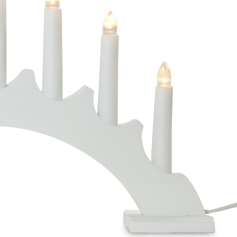 LED Schwibbogen Lichterbogen Rund 7 Kerzen 40x5x24cm - Weiß | 27658 - Fensterleuchter Holz