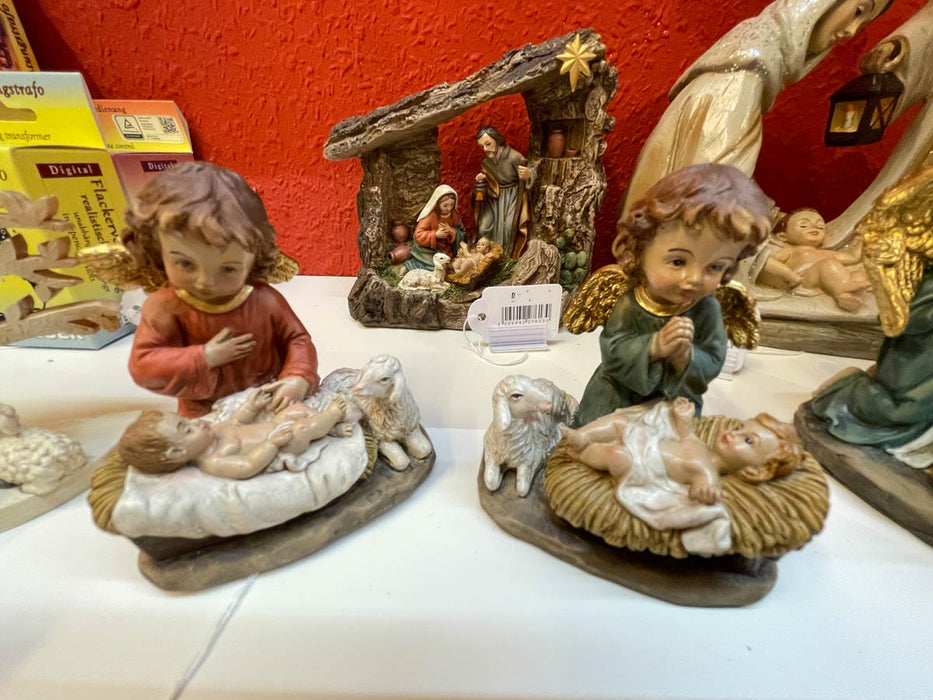 Schutzengel mit Jesuskind 9 cm Rot | 27615 Krippenfigur Weihnachtsdekoration