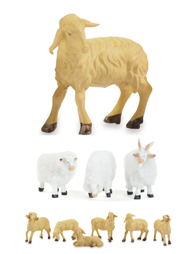 Schafe und Ziegen für Weihnachtskrippe - Krippenfiguren Set Tiere | Größe zur Auswahl