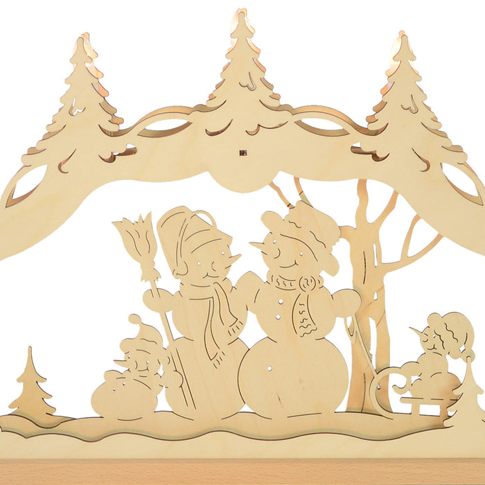 Original Erzgebirge Holz Lichterbogen "Schneemannfamilie" 55 cm | 13000 - Schwibbogen