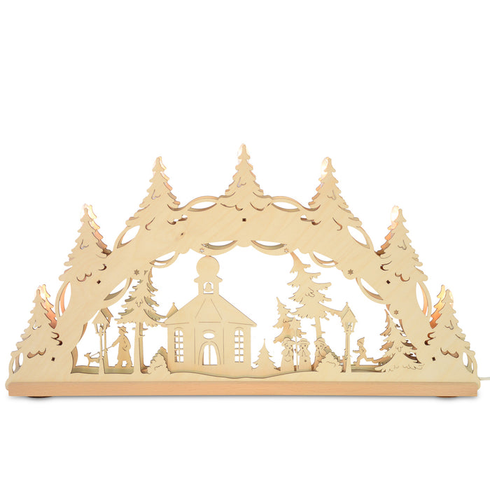 Original Erzgebirge Holz Lichterbogen "Seiffener Kirche" 55 cm | 13002 - Schwibbogen
