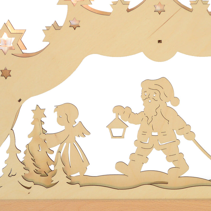 Original Erzgebirge Lichterbogen "Weihnachtsmann mit Engel" 55 cm | 13001