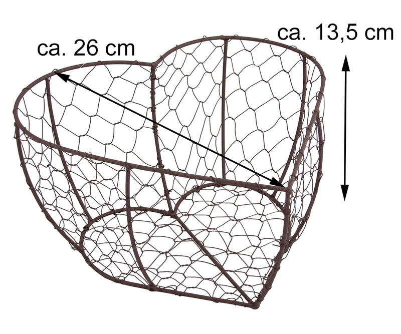 Riffelmacher Herz Metallkorb 08212 | 26 x 13 cm - Drahtkorb