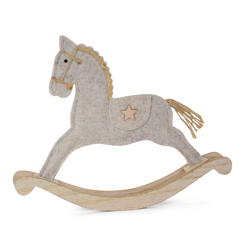 Deko Holz Schaukelpferd 36 x 30 cm Grau | 10489 - Nostalgische Weihnachtsdekoration