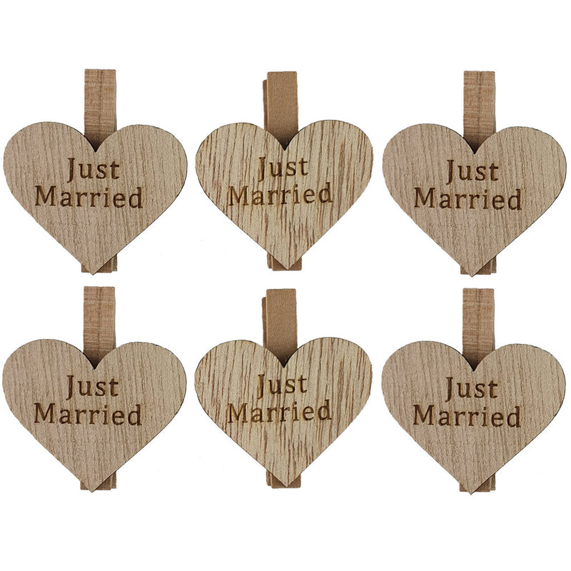 Riffelmacher Dekoklammern "Just married" 4,5 cm 07532| 6 tlg.