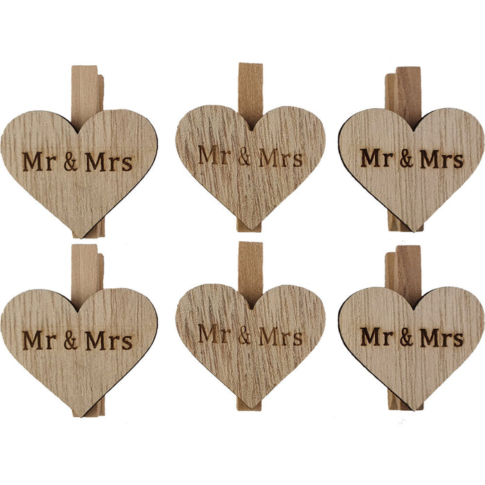 Riffelmacher Dekoklammern "Mr & Mrs"  4,5 cm 07531 | 6 tlg.