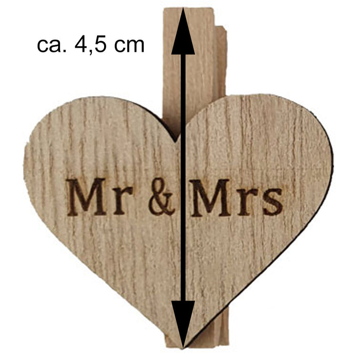Riffelmacher Dekoklammern "Mr & Mrs"  4,5 cm 07531 | 6 tlg.