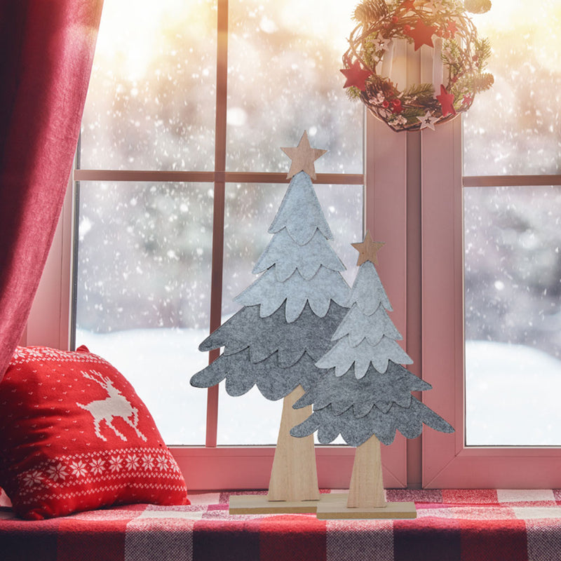 Deko Holz Tannenbaum 40 x 22 cm Grau | 12168 - Advent Weihnachtsdekoration