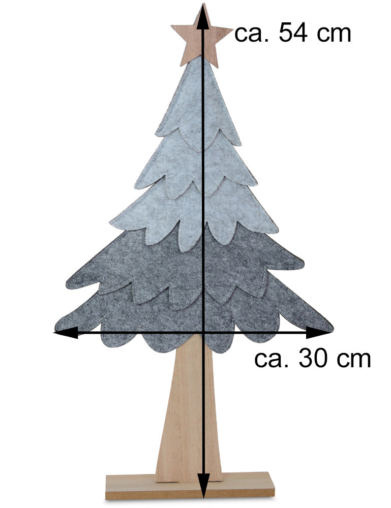 Deko Holz Tannenbaum 40 x 22 cm Grau | 12168 - Advent Weihnachtsdekoration