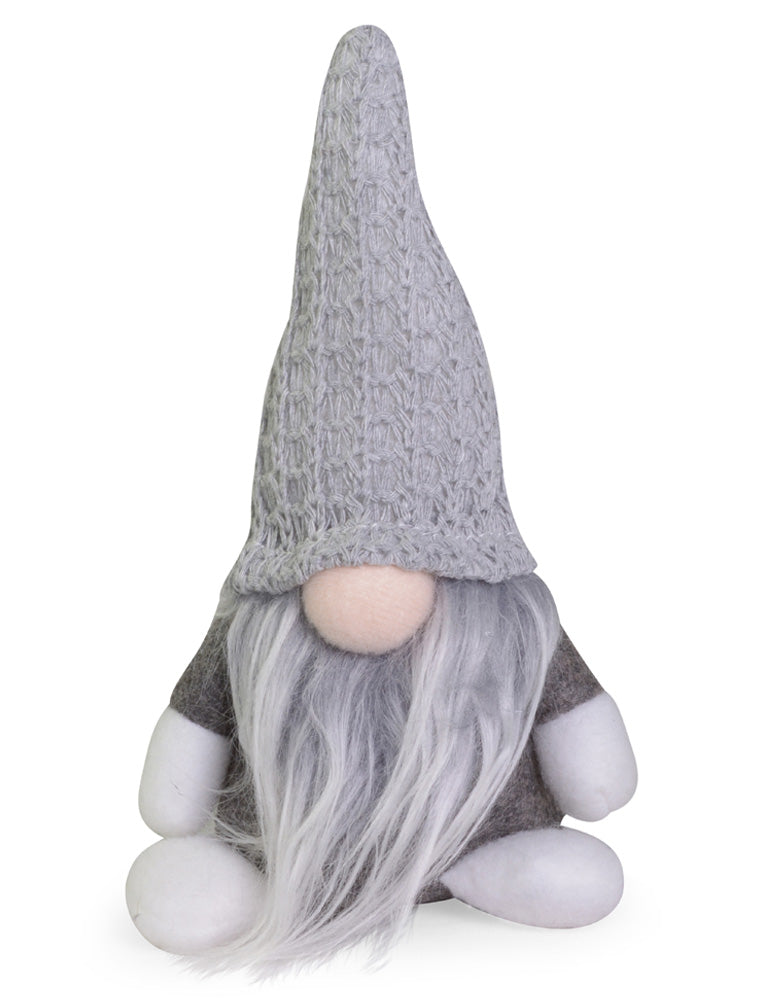 Dekofigur Wichtel "Egbert" mit Mütze - Grau 16 cm | 73967 - Adventsdekoration