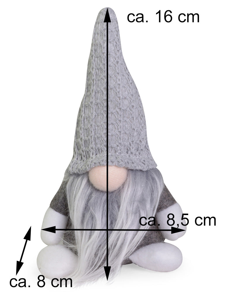 Dekofigur Wichtel "Egbert" mit Mütze - Grau 16 cm | 73967 - Adventsdekoration