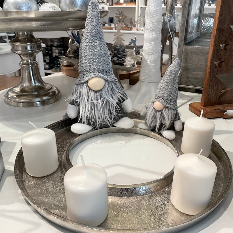 Tablett Ringförmig aus Aluminium Ø 40 cm 24131 | Silber - Adventskranz Dekoration