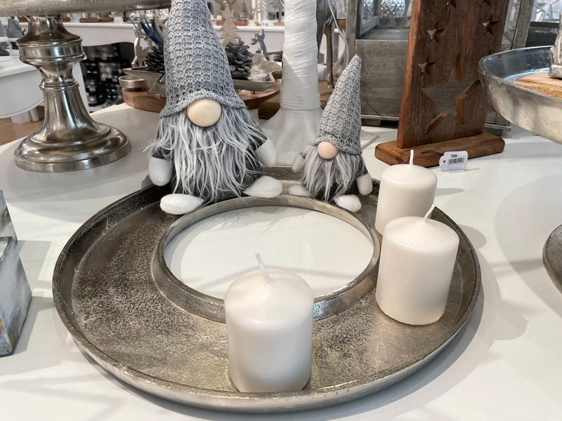 Tablett Ringförmig aus Aluminium Ø 40 cm 24131 | Silber - Adventskranz Dekoration