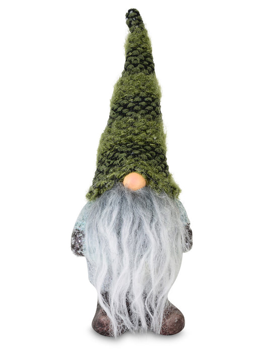 Riffelmacher Deko Wichtel mit Strickmütze | Grün & Grau | Polyresin Figur 11,5×10×19 cm | Weihnachtsdeko mit langem Bart | 10496