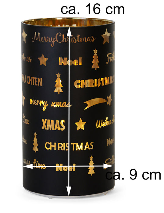 LED Windlicht Laterne Schwarz 16 cm | 27674