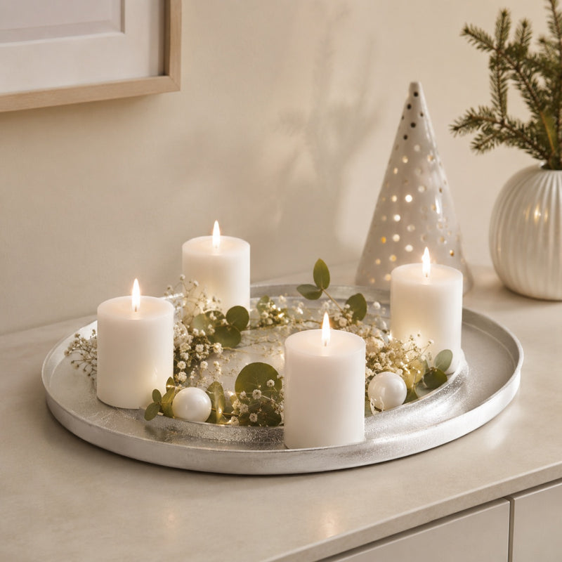 Riffelmacher Adventskranz Ringförmig Ø 40 cm | Silberfarben | 24131