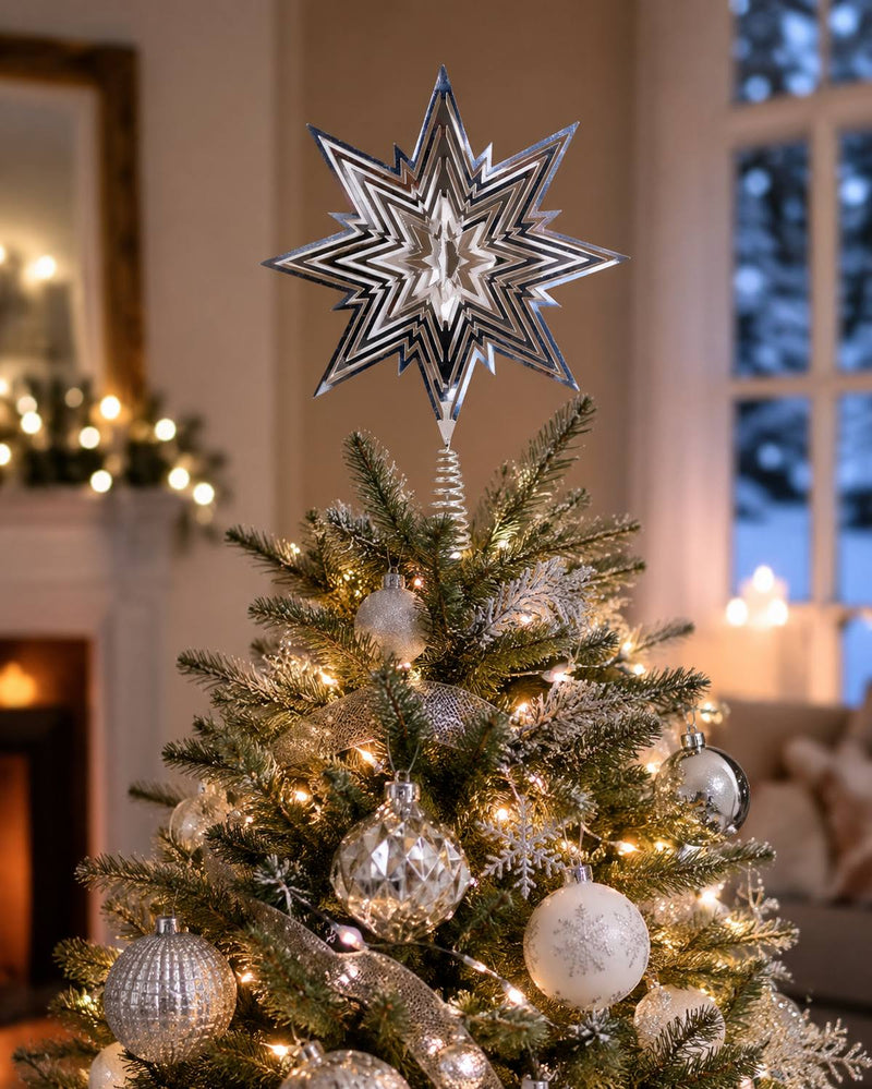 Riffelmacher Christbaumspitze Metall Stern 33cm 17828 - Silber
