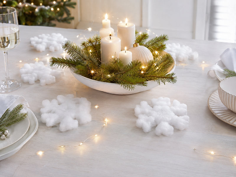 Schneeflocke Schneewatte 4er Set | Weiß | 11x2 cm | Tischdeko Weihnachten | 68310