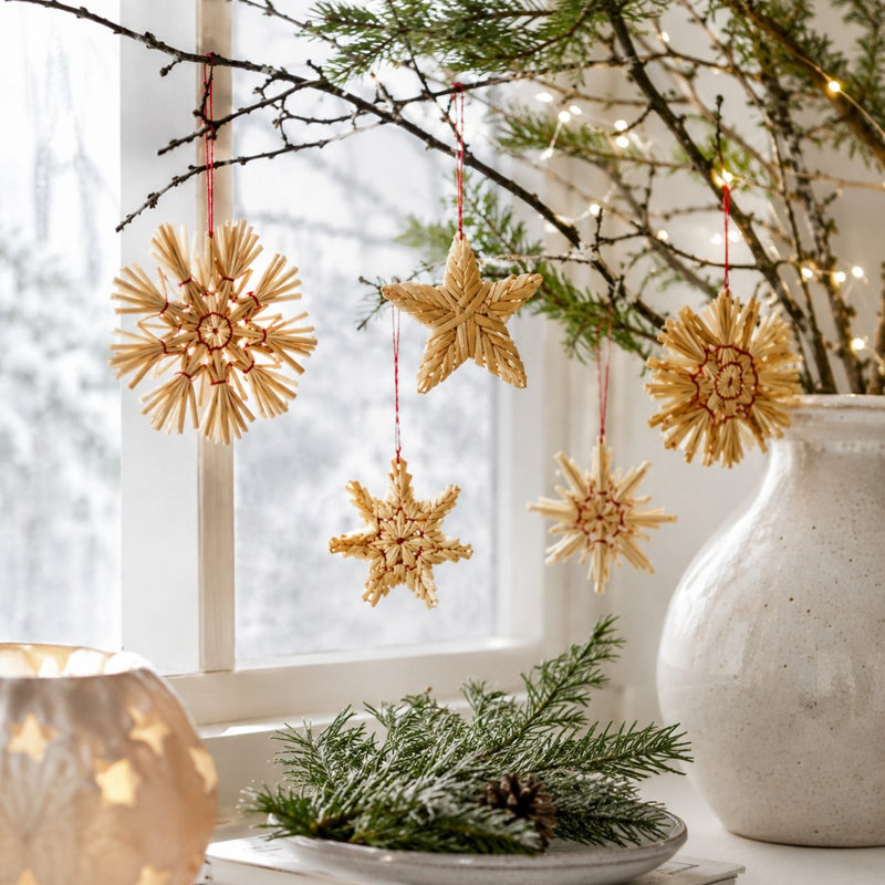 Riffelmacher 16 Strohsterne 5-10 cm 75314 | Beige - Weihnachtsanhänger
