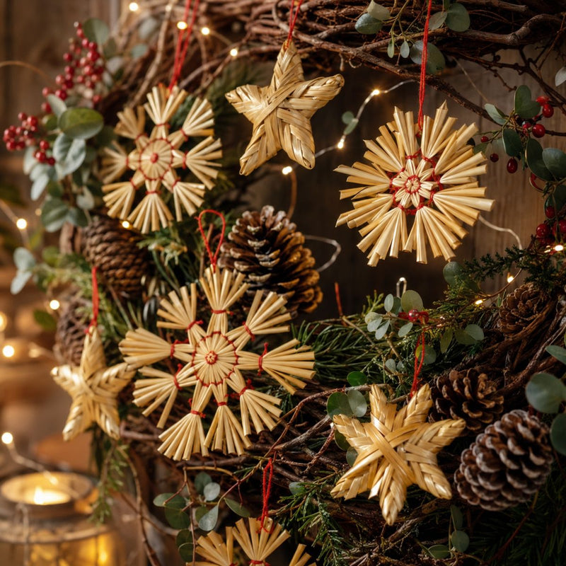 Riffelmacher 16 Strohsterne 5-10 cm 75314 | Beige - Weihnachtsanhänger