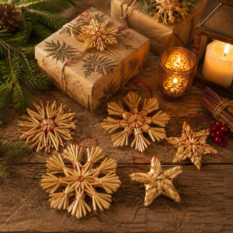 Riffelmacher 16 Strohsterne 5-10 cm 75314 | Beige - Weihnachtsanhänger