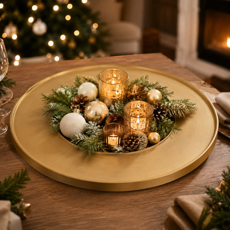Riffelmacher Deko Tablett Ring Holz gold  44*44*2,6 cm - 13780