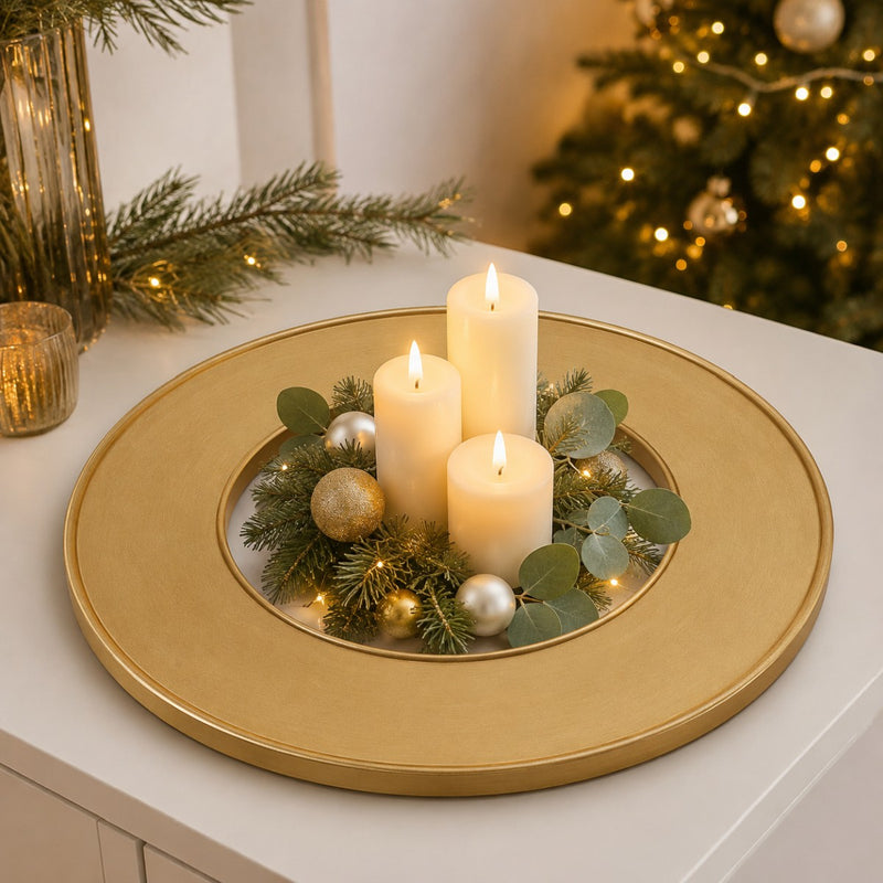 Riffelmacher Deko Tablett Ring Holz gold  44*44*2,6 cm - 13780