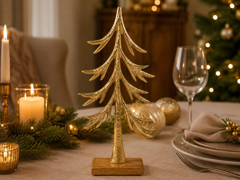 Riffelmacher "Tannenbaum" zum Stellen - 33x5 cm 24766 Aluminium | Gold