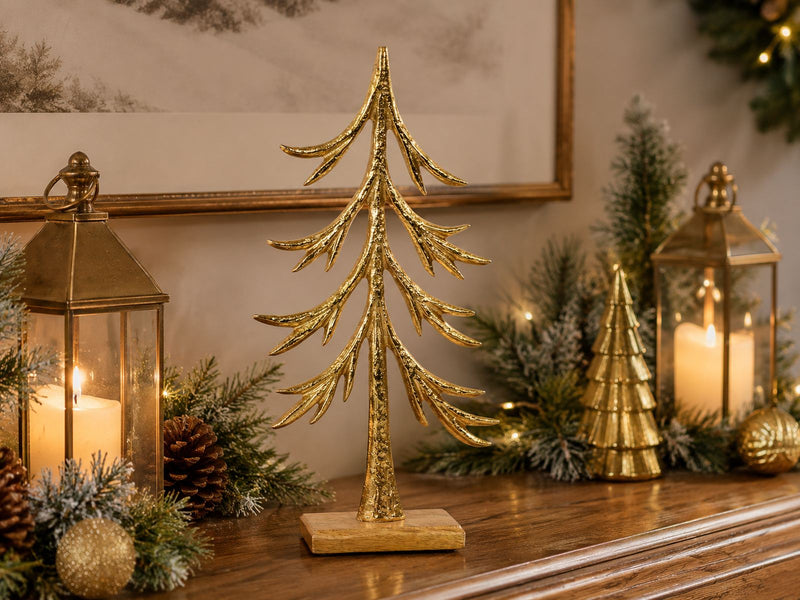 Riffelmacher "Tannenbaum" zum Stellen - 33x5 cm 24766 Aluminium | Gold