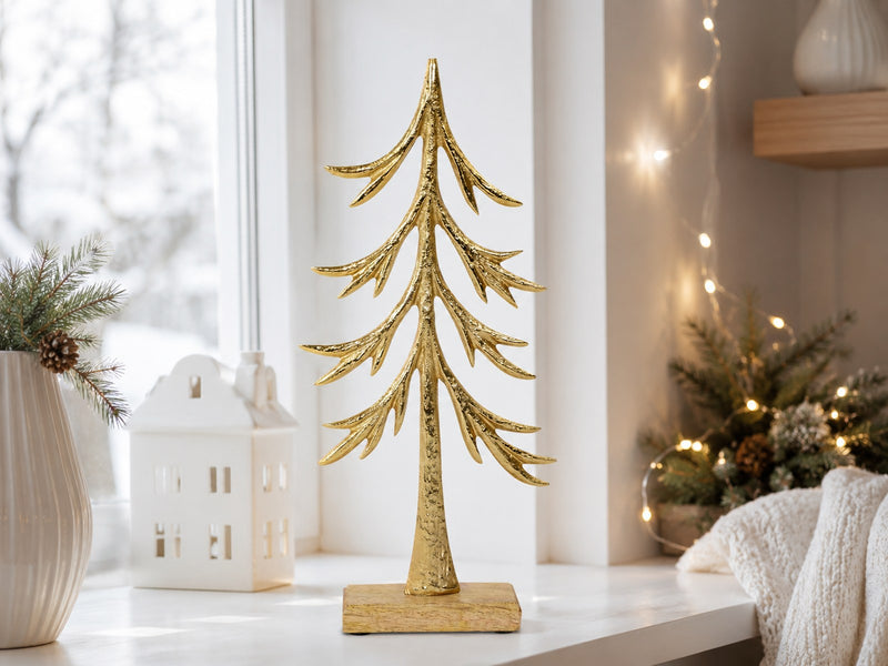 Riffelmacher "Tannenbaum" zum Stellen - 33x5 cm 24766 Aluminium | Gold