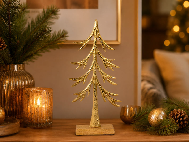 Riffelmacher "Tannenbaum" zum Stellen - 33x5 cm 24766 Aluminium | Gold