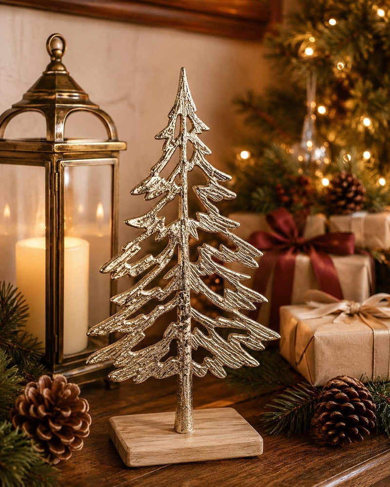 Riffelmacher Tannenbaum Aufsteller gold | Aluminium | 16,5x32,5 cm | 15836