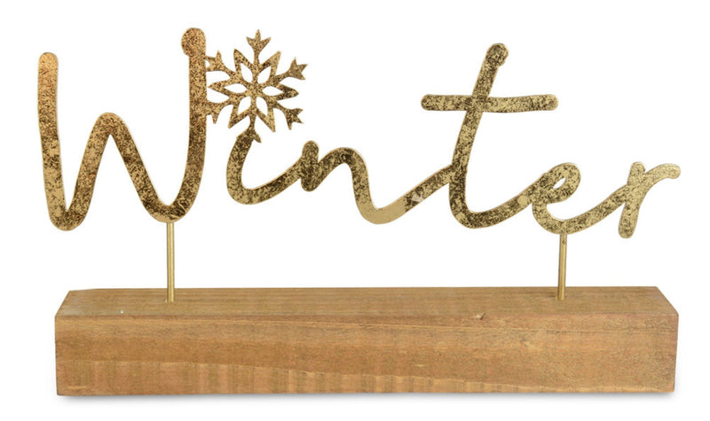 Riffelmacher Schriftzug auf Holzsockel "Winter" 29 x 17 cm 18822 - Gold