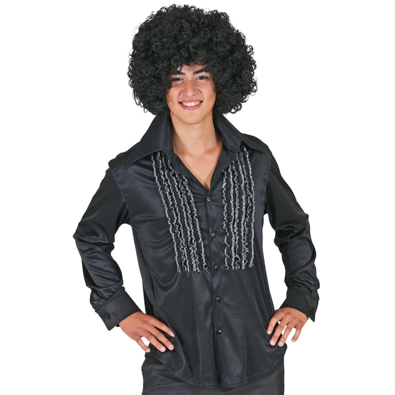 Hippie Rüschenhemd für Herren | Schwarz