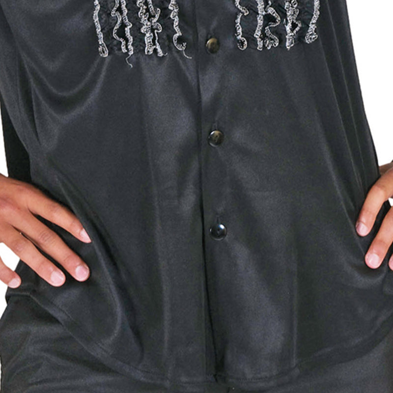 Hippie Rüschenhemd für Herren | Schwarz