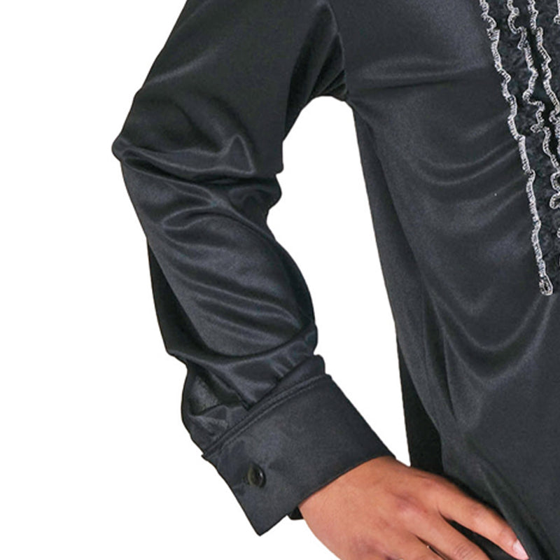 Hippie Rüschenhemd für Herren | Schwarz