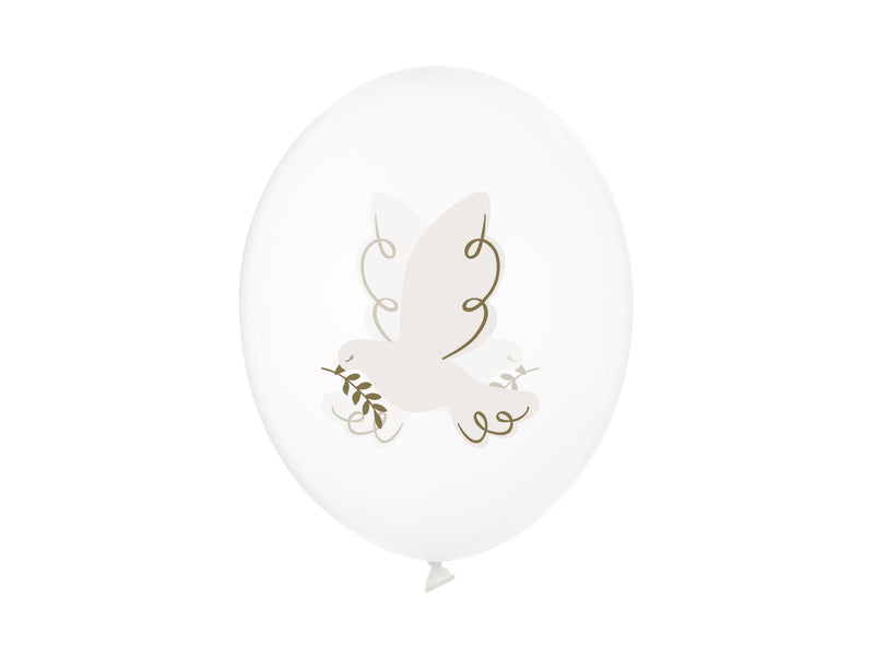Luftballon Ø30cm "Taube" | 6 Stk. Crystal Clear