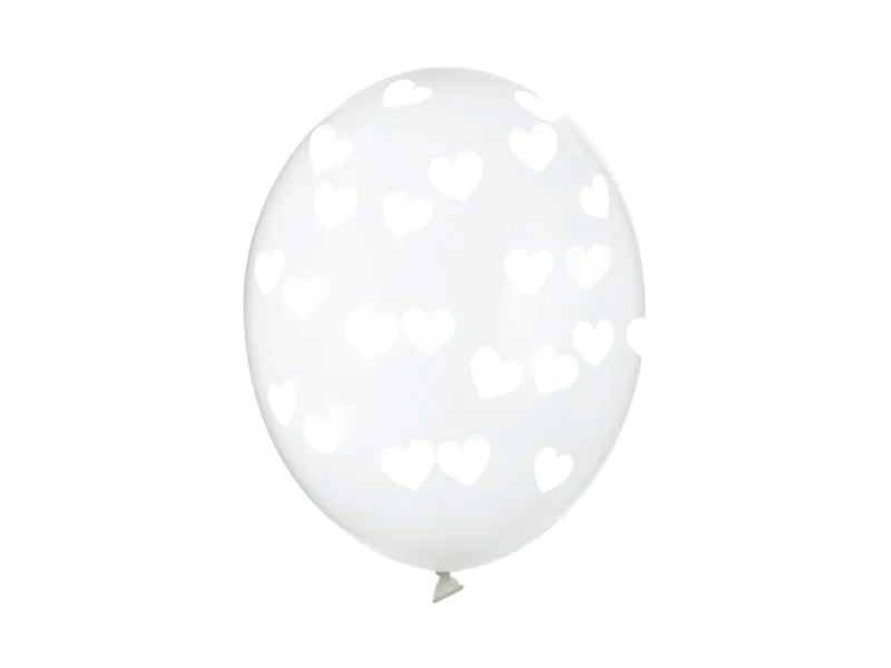 6 Stk. Luftballon Ø30cm "weiße Herzen" | Crystal Clear