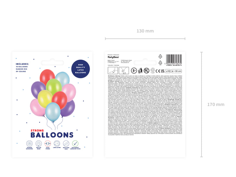 10 Stk. Latexballon Ø30cm "Uni Metallic" | Bunt Mix