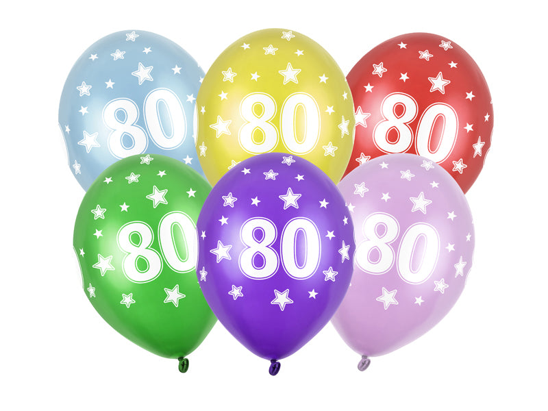 Latexballon Ø30cm "Happy Birthday" | 6 Stk. - Zahl #80