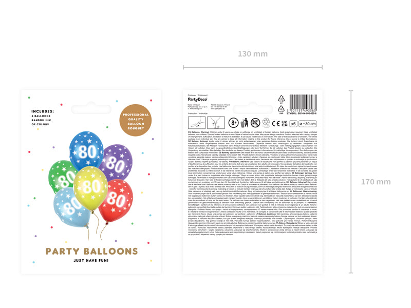 Latexballon Ø30cm "Happy Birthday" | 6 Stk. - Zahl #80