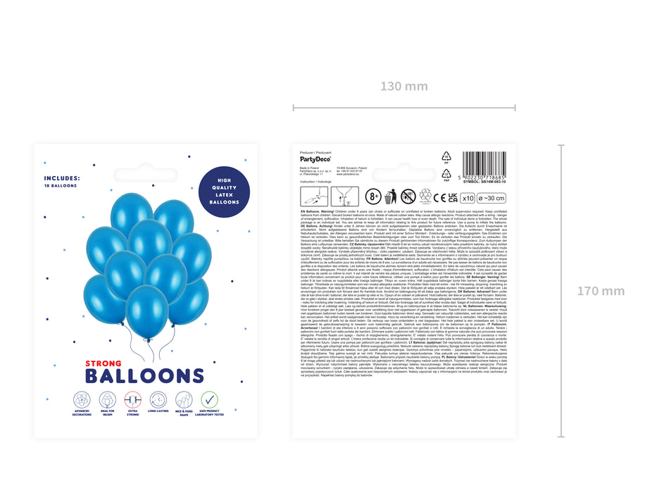 10 Stk. Luftballon Ø30cm "Uni Metallic" | Blau