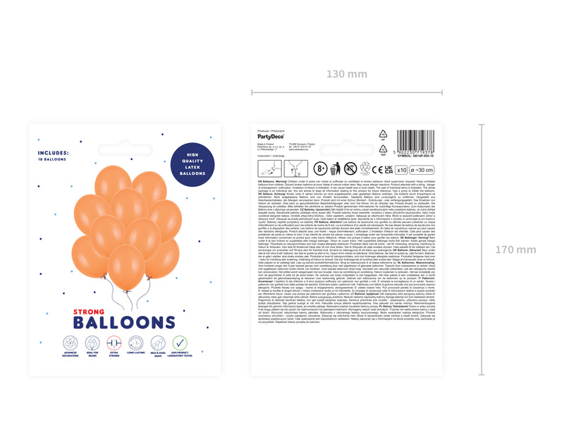 10 Stk. Luftballon Ø30cm "Uni Pastell" | Orange