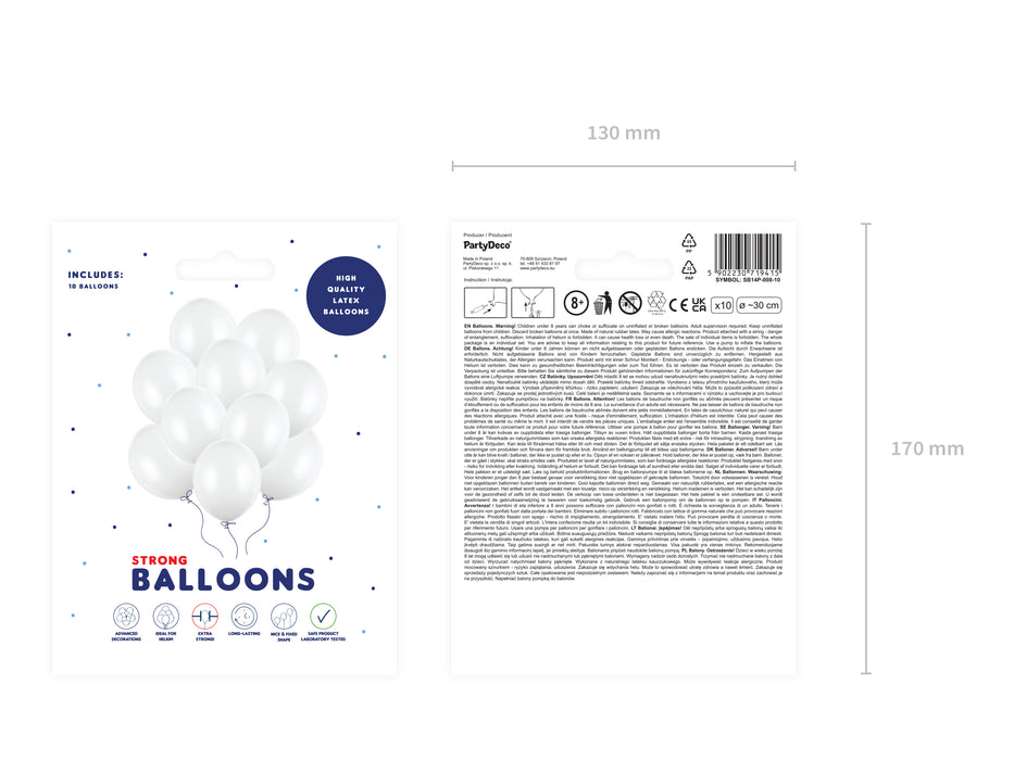10 Stk. Luftballon Ø30cm "Uni Metallic" | Pure White