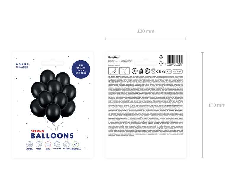 10 Stk. Luftballon Ø30cm "Uni Pastell" | Schwarz
