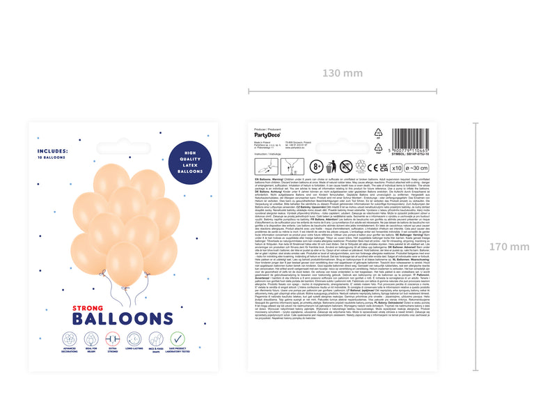 10 Stk. Luftballon Ø30cm "Uni Metallic" | Pfirsich Orange