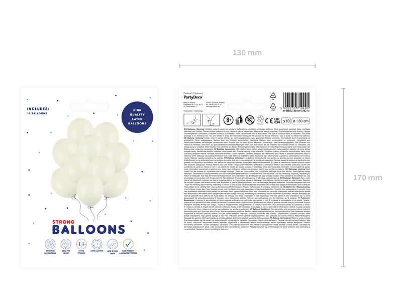 10 Stk. Luftballon Ø30cm "Uni Pastell" | Creme Weiß