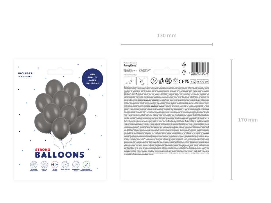 10 Stk. Luftballon Ø30cm "Uni Pastell" | Grau